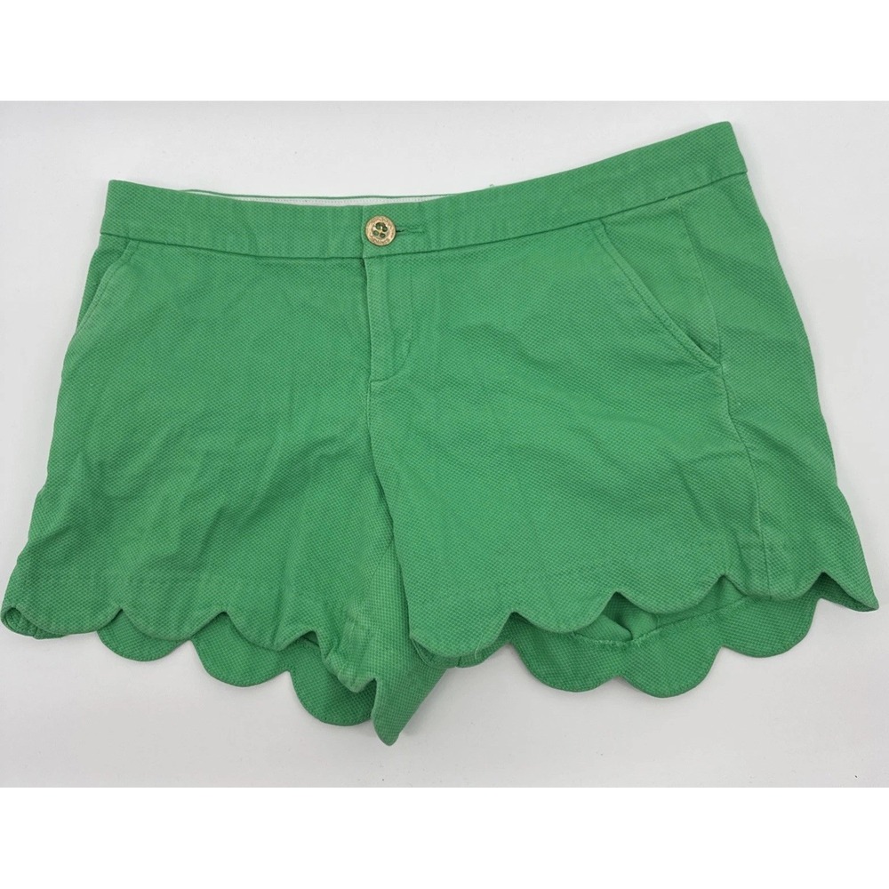 Lilly Pulitzer Shorts Green Buttercup Scalloped Hem Pique Preppy Chic Size 6